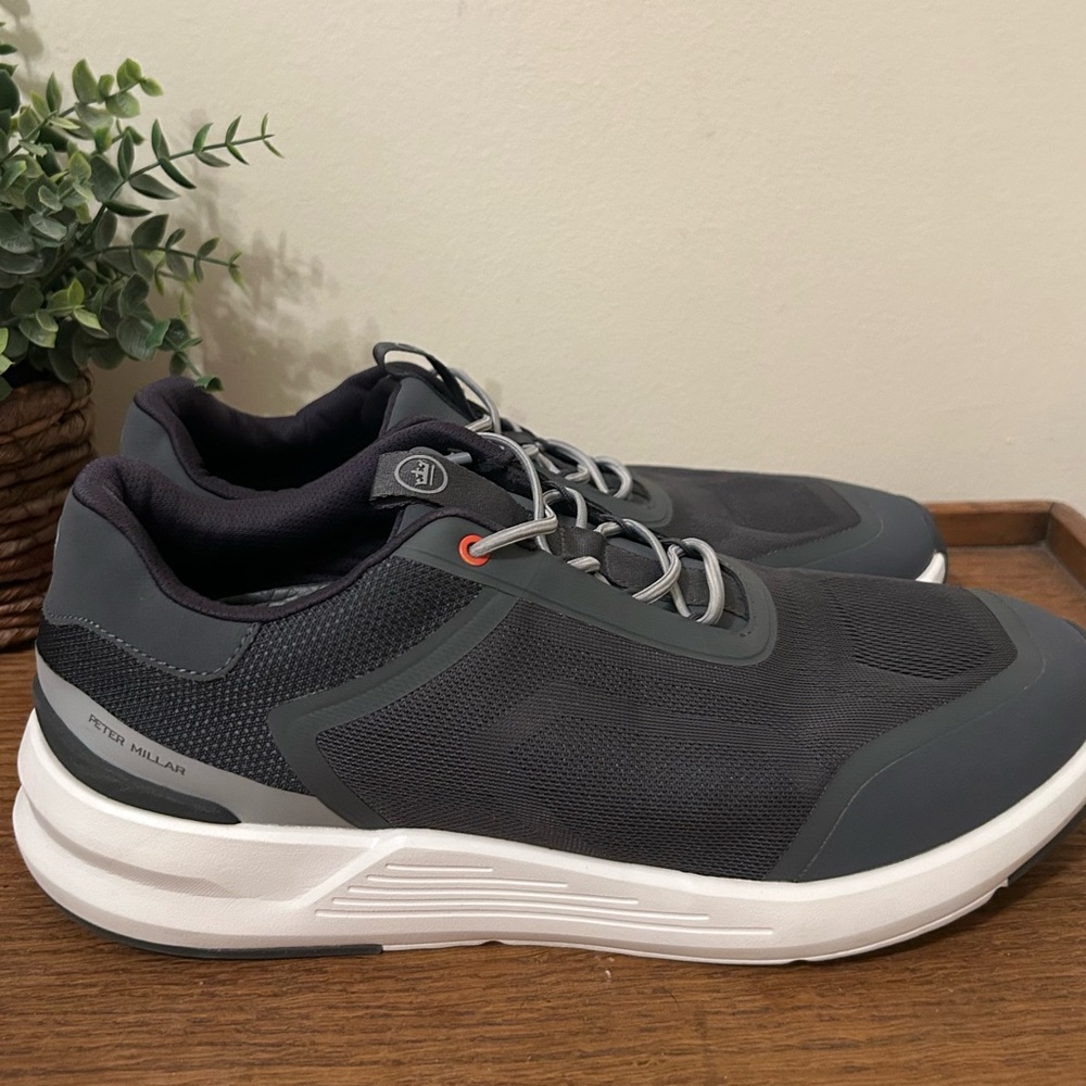 Peter Millar Black and Gray Men's Slip-On Sneakers